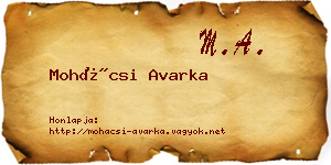 Mohácsi Avarka névjegykártya